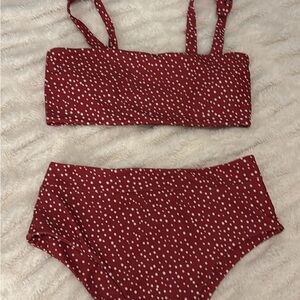 Red Polka Dot high waist Bikini Set